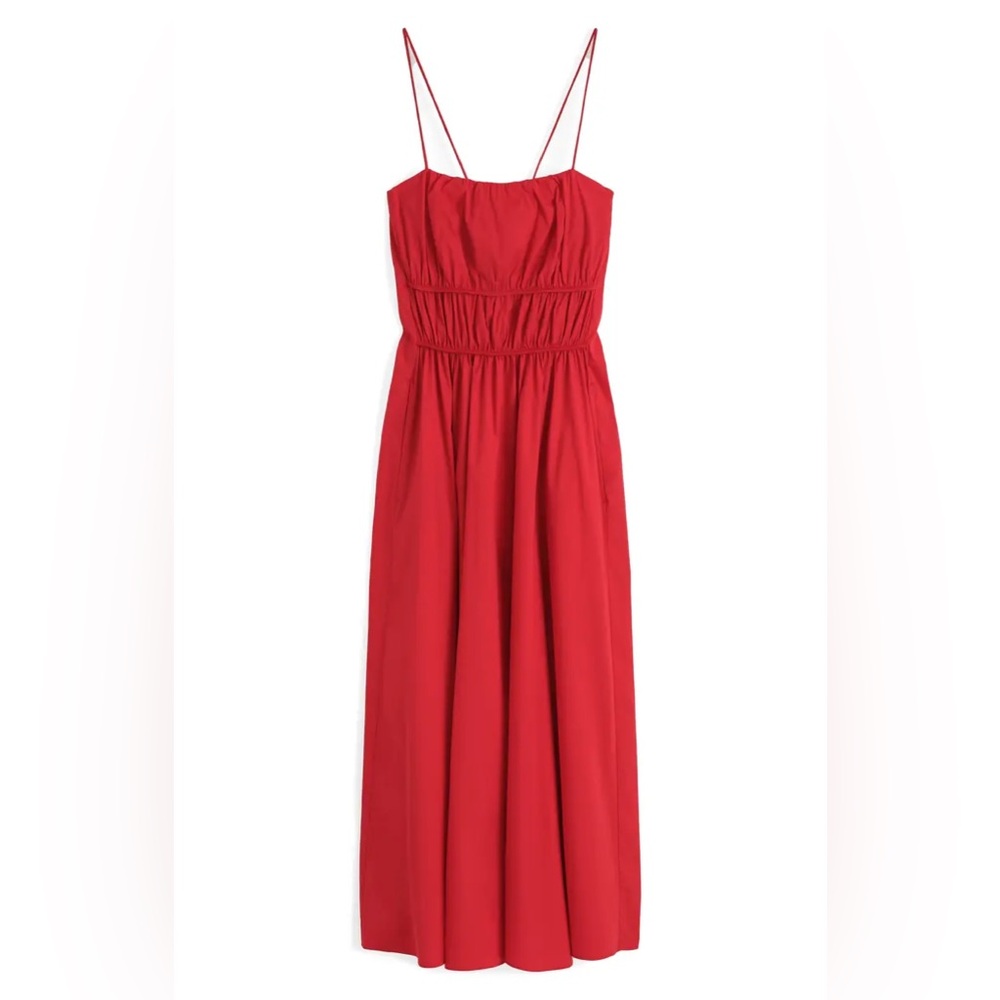 Gathered Cotton Midi Dress